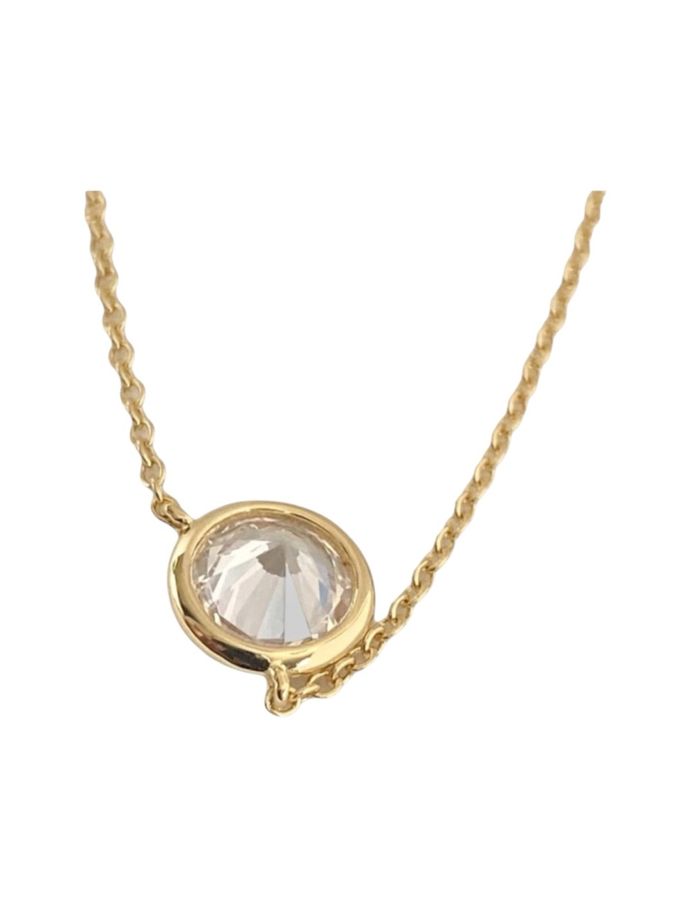 new Lassaire ☺︎︎ Bezel Set Simulated Diamond Necklace ☺︎︎ 18K Gold Plated 925 SS - Picture 8 of 16
